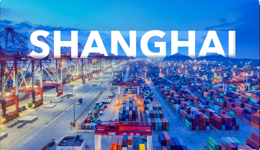 Container ships anchored at Shanghai port waiting to berth during peak season congestion